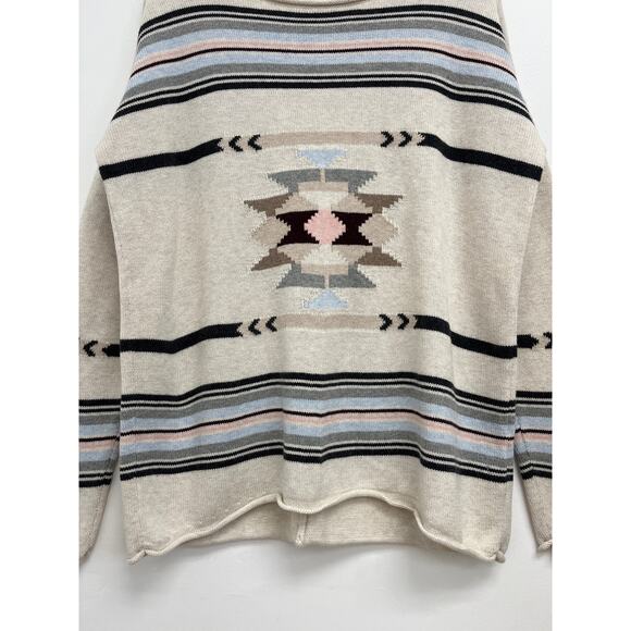 Pendleton Southwest Aztec Print Rolled Neck Wool Cotton Relaxed Sweater - Medium - Picture 9 of 11